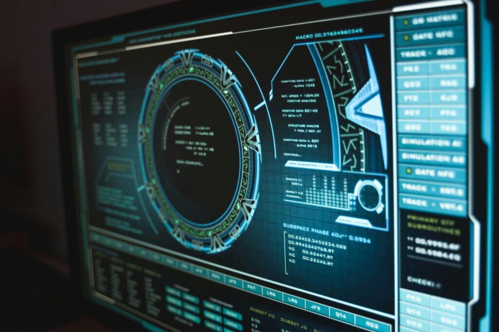 Close-up view of a high-tech computer interface displaying cyber security data, enhancing digital protection.