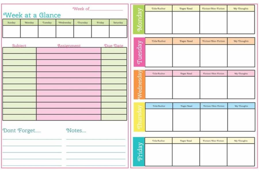 Homework Planner Printable